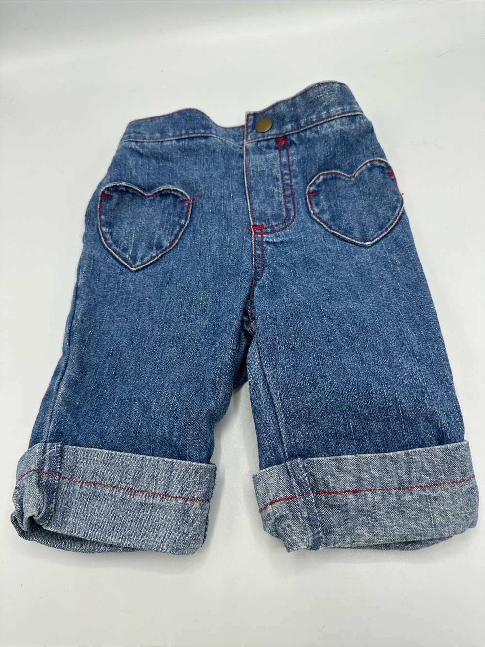 MINIWEAR Baby Girls Denim Capris 12M Light Wash Jeans Heart Pockets Baby Core